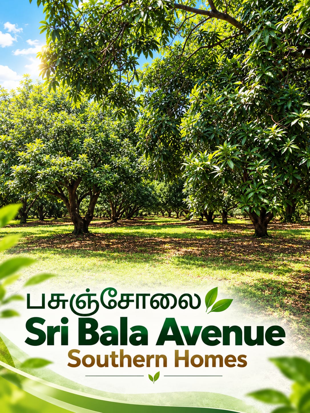 A shady mango grove near Sree Bala Avenue